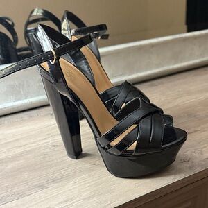 Speed Limit 98 Black Strappy Platform Heels